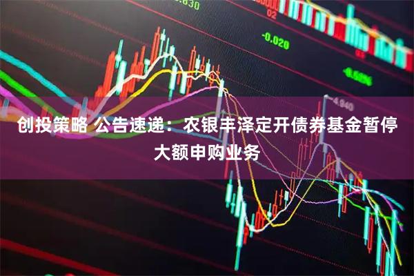 创投策略 公告速递：农银丰泽定开债券基金暂停大额申购业务