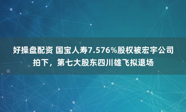 好操盘配资 国宝人寿7.576%股权被宏宇公司拍下，第七大股东四川雄飞拟退场