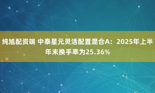 纯旭配资端 中泰星元灵活配置混合A：2025年上半年末换手率为25.36%